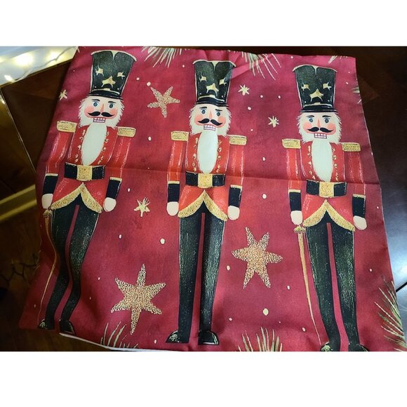 Nutcracker Pillow Cover Christmas Decor Red Holiday Xmas Decorative Accent Case - Picture 3 of 14